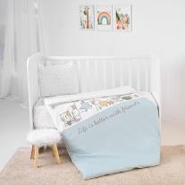 Детски спален комплект Lorelli Cosy HAPPY FRIENDS Синьо от 5 части