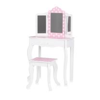 Детска тоалетка с табуретка розови точки Chipolino