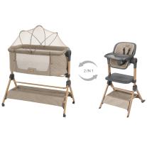 Мини кошара и Стол за хранене Kikka Boo Sleat Me 2 в 1, цвят Beige