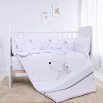 Спален комплект от 5 части с голям обиколник Lorelli Little Rabbits, Сив