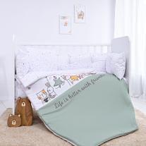 Спален комплект от 5 части с голям обиколник Lorelli Happy Friends MINT
