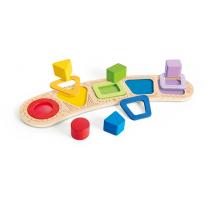 Дървен пъзел с форми за сортиране, Hape, 11 части