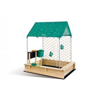 Комплект дървена къщичка пясъчник, Hape, 10 части, 120 x 125 x 92 см
