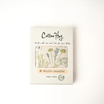 Бебешка памучна пелена Cotton Hug - Билки, 120 х 120 cm