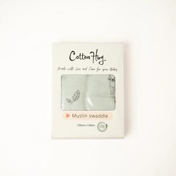 Бебешка памучна пелена Cotton Hug - Горски животни, 120 х 120 cm