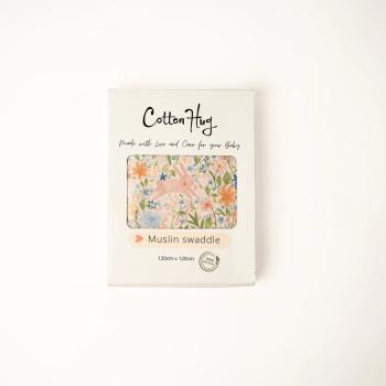 Бебешка памучна пелена Cotton Hug - Зайче, 120 х 120 cm