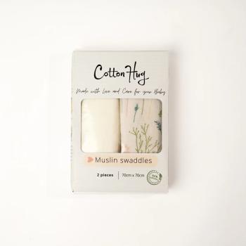 Комплект бебешки пелени Cotton Hug - Билки, 70 x 70 cm, 2 броя