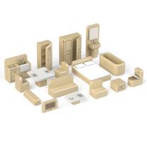 Bigjigs - Отворена дървена куклена къща - Обзаведена