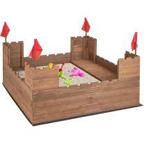 Дървен пясъчник с пейки Costway Замък