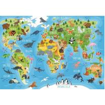 Educa Детски пъзел - Световна карта с животни