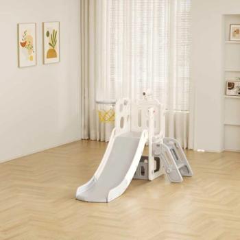 Детска пързалка с телескоп и баскетболен кош Feelkids сива