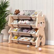 Детска регулируема етажерка за книги и играчки Feelkids Розово мече