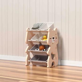 Детска регулируема етажерка за книги и играчки Feelkids Розово мече