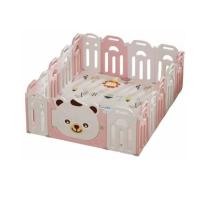Сгъваема бебешка ограда за безопасна игра Feelkids Мече в розов цвят