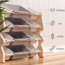 Детска регулируема етажерка за книги и играчки Feelkids Синьо мече