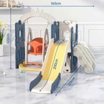 Детски комплект за игра Feelkids 2 в 1 Замък, пързалка и люлка в син цвят