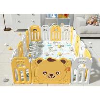 Сгъваема бебешка ограда за безопасна игра Feelkids Мече в жълт цвят