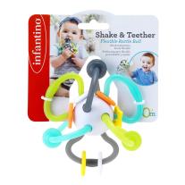 Бебешка дрънкалка и гризалка, Infantino, Топка, Бяло и черно