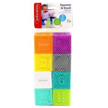 Комплект меки сензорни кубчета за подреждане, Infantino, 8 броя