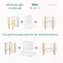 Трансформиращо Легло 5в1 Nika 60x95/60x120см Ingvart White