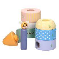 ДЪРВЕНА ДИДАКТИЧЕСКА ИГРАЧКА ЗА НИЗАНЕ И СОРТИРАНЕ Jouéco РАКЕТА