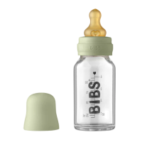 Стъклена бебешка бутилка с аксесоари Bibs - 110 ml, Sage