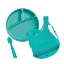 Minikoioi Feeding Set комплект за хранене - 100% силикон - 6 м+, Green