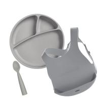 Minikoioi Feeding Set комплект за хранене - 100% силикон - 6 м+, Grey