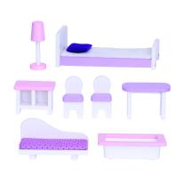 Moni Toys Дървена къща за кукли с обзавеждане Anna