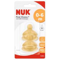 Каучукови биберони NUK First Choice+ - Размер M, 0-6 м, 2 броя