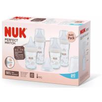 Комплект стъклени шишета Nuk Perfect Match - Temperature Control, 5 части, Дъга