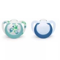 Силиконови залъгалки NUK - Star, 6-18 месеца, 2 броя, за момче