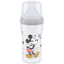 Шише Nuk Perfect Match - Temperature control, PP, 260 ml, размер М, Mickey сиво