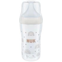 Стъклено шише NUK Perfect Match - TC, 230 ml, 3 м+, размер M, дъга