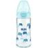 Стъклено шише със силиконов биберон Nuk - First Choice, TC, 240 ml, синьо