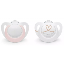 Силиконови залъгалки NUK - Star, 0-2 месеца, 2 броя, за момиче