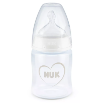 Шише със силиконов биберон Nuk First Choice - Temperature control, PP, 150 ml, Сърце