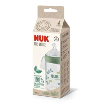 Шише със силиконов биберон NUK for Nature - 260 ml, размер M, Зелено