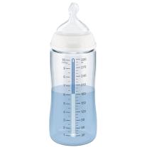 Бебешко шише Nuk First Choice - Temperature control, 300 ml, синьо, крокодили