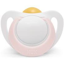 Каучукова залъгалка NUK - Star, 0-6 месеца, бяло/розово