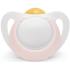 Каучукова залъгалка NUK - Star, 0-6 месеца, бяло/розово