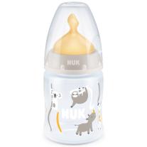 Шише Nuk First Choice - Temperature control, с каучуков биберон, 150 ml, бяло, животни