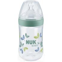 Шише със силиконов биберон NUK for Nature - 260 ml, размер M, Зелено