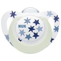 Силиконова залъгалка Nuk - Star Night, 6-18 месеца, сини звезди