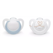 Силиконови залъгалки NUK - Star, 0-6 месеца, 2 броя, за момче
