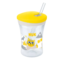 Чаша със сламка Nuk Evolution - Action Cup, 230 ml, жълта