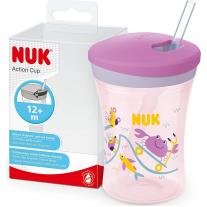 Чаша със сламка Nuk Evolution - Action Cup, 230 ml, розова