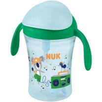 Неразливаща чаша със сламка NUK - Motion Cup, 230 ml, зелена
