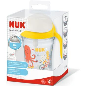 Неразливаща чаша със сламка NUK - Motion Cup, 230 ml, жълта
