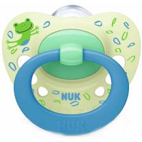 Силиконова залъгалка с кутийка NUK - Signature, 6-18 месеца, жабче
